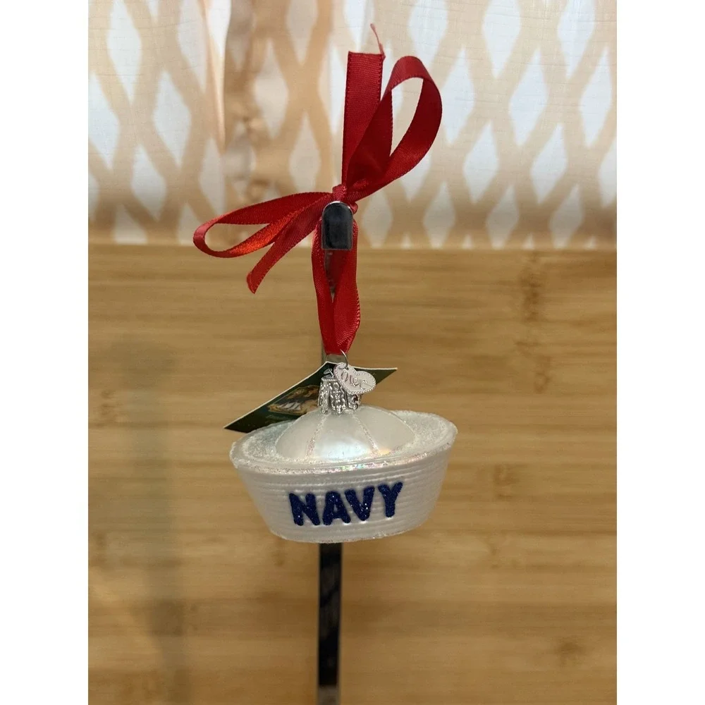 Old World Christmas Navy Cap Holiday Decorative Dixie Cup Sailor Hat Ornament